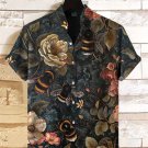 Men's Vintage Bumblebee Farmhouse Cottagecore Art Print Linen Blend Shirt