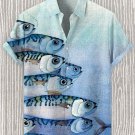 Men's School Of Fish Watercolor Art Print Linen Blend Shirt