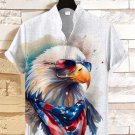 Men's Eagle American Flag Watercolor Art Print Linen Blend Shirt