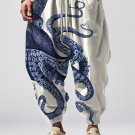 Men's Japanese Art Octopus Graphic Print Casual Loose Drawstring Waist Sweatpants