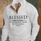 Men's Blessed Is The Man Who Trusts In The Lord Print Casual Polo Sweatshirt