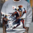 Men's Funny Playing Cards King and Queen Print Casual Sweatshirt