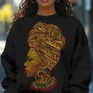 Women's African Map Letters Abstract Woman Portrait Art Print Casual Sweatshirt