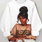 Women's Blessed Black Girl Print Casual Sweatshirt