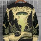 Men's UFO Sci-Fi Art Vintage Illustration Print Casual Sweatshirt
