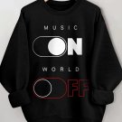 Women's Music On World Off Print Cotton Casual Sweatshirt