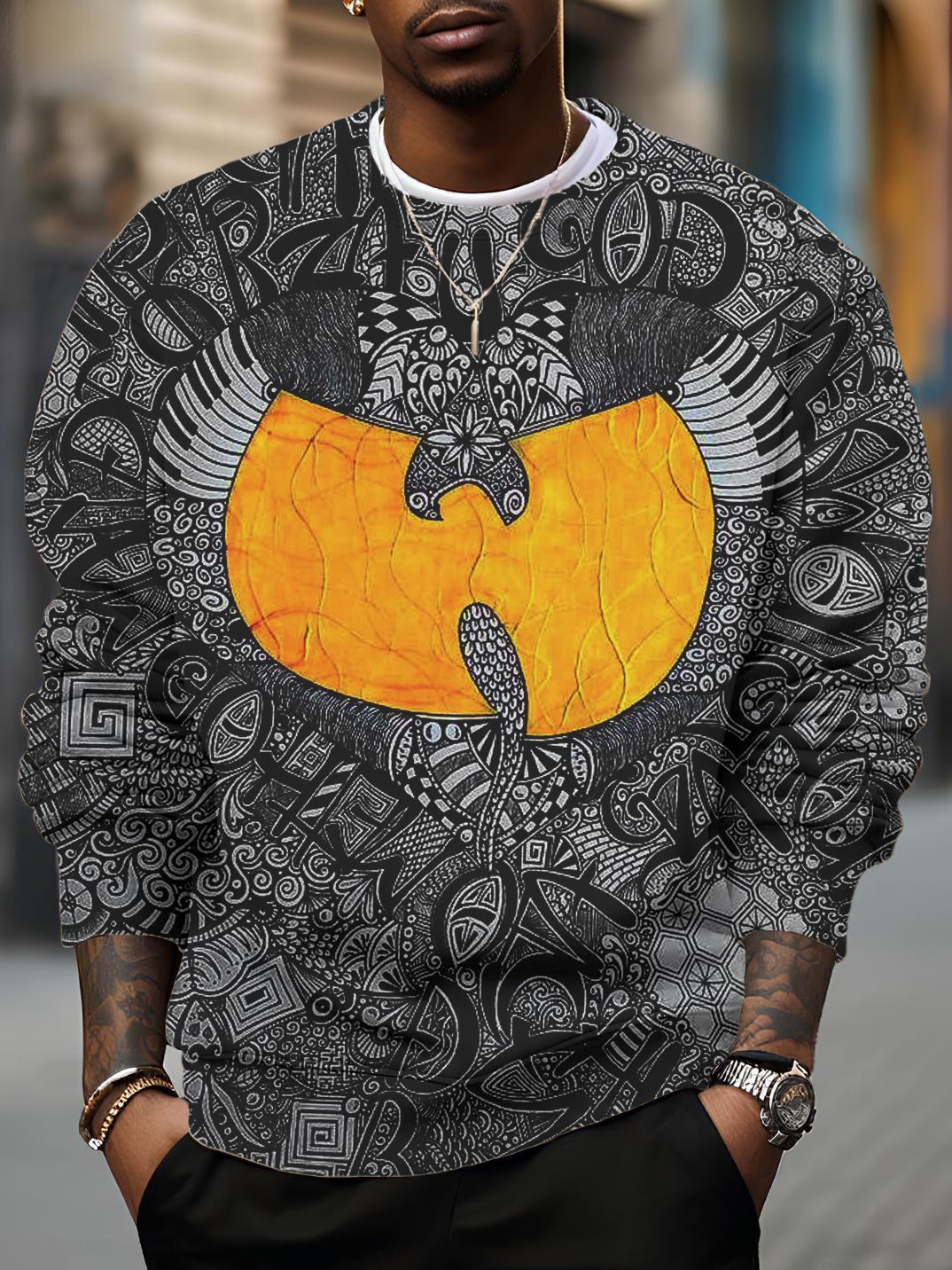 Men's Pattern All Over Print Casual Sweatshirt