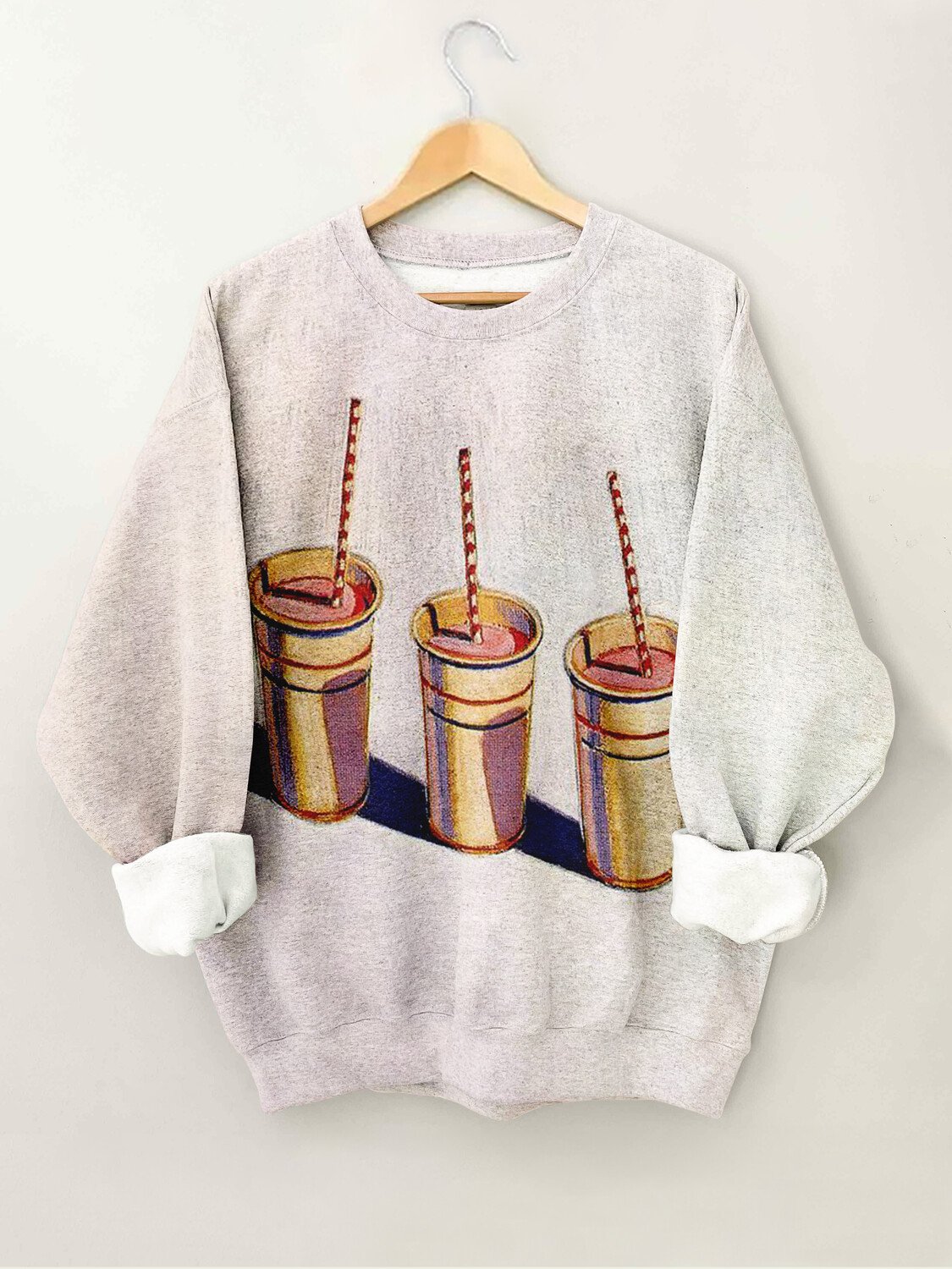 Women's Three Strawberry Shakes Print Casual Sweatshirt