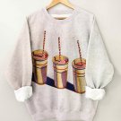 Women's Three Strawberry Shakes Print Casual Sweatshirt