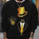 Men's Skull Magician Poker Print Casual Sweatshirt