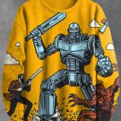 Men's Robot Monster Battle Print Casual Sweatshirt