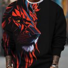 Men's Lion Geometric Art Print Casual Sweatshirt