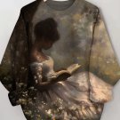 Women's Reading Under The Tree Oil Painting Print Casual Sweatshirt