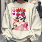 Women's Champagne Poker Queen Art Print Casual Sweatshirt