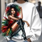 Women's Cool Trendy Feather Dress Black Girl Art Print Casual Sweatshirt