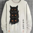 Men's Black Cats Art Print Casual Sweatshirt