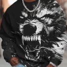 Men's Fierce Wolf Graphic Print Casual Sweatshirt