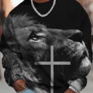 Men's Lion Cross Graphic Print Casual Sweatshirt