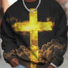 Men's Faith Cross Graphic Print Casual Sweatshirt