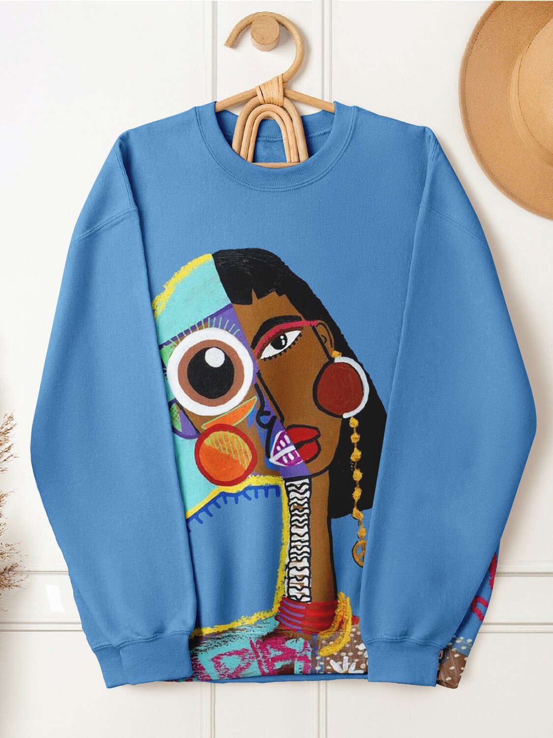 Women's Abstract Art Woman Patchwork Print Casual Sweatshirt