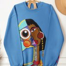 Women's Abstract Art Woman Patchwork Print Casual Sweatshirt