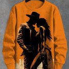 Men's Western Couple Silhouette Art Print Casual Sweatshirt
