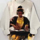 Women's Elegant Black Woman DJ Print Casual Sweatshirt