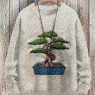 Men's Peace Pine Bonsai Print Long Sleeve Casual Sweatshirt