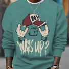 Men's What's Up Hip Hop Man Graphic Print Casual Sweatshirt