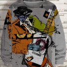 Men's Retro Musician Playing Guitar Art Print Casual Sweatshirt