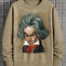 Men's Beethoven Portrait Cartoon Art Print Casual Sweatshirt