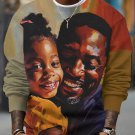 Men's Happy Black Father And Daughter Painting Print Casual Sweatshirt