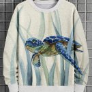 Men's Sea Turtle Seaweed Watercolor Painting Print Casual Sweatshirt