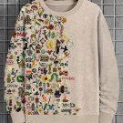Men's Animals Insects Flowers Felt Embroidery Print Casual Sweatshirt