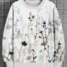 Men's Plant Ink Painting Print Casual Sweatshirt