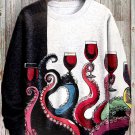 Men's Octopus Tentacles Wine Art Print Casual Sweatshirt