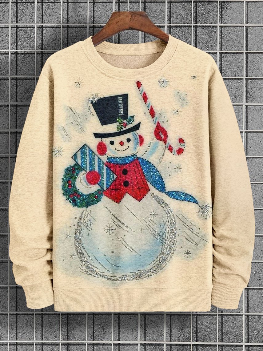 Men's Magic Snowman Snowflake Art Print Casual Sweatshirt
