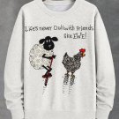 Men's Life's Never Dull With Friends Like We Sheep And Chicken Print Casual Sweatshirt