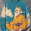 Men's Monkey In Robe Meditating Art Print Casual Sweatshirt