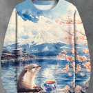 Men's Otter Under Mount Fuji Japanese Art Print Casual Sweatshirt