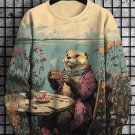 Men's Garden Otter Afternoon Tea Print Casual Sweatshirt