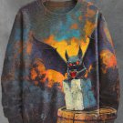 Men's Weird Demon Bat Red Wine Art Print Casual Sweatshirt