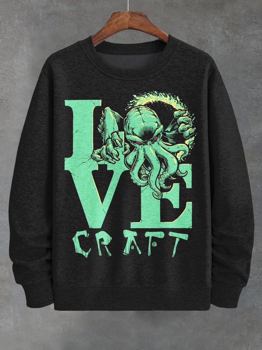 Men's Halloween Terrifying Octopus Monster Print Casual Sweatshirt
