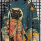 Men's Space Astronaut Cat Art Print Casual Sweatshirt