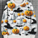 Men's Halloween Bat Ghost Pumpkin Print Casual Sweatshirt