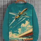Men's Vintage Harbour Airplane Art Print Casual Sweatshirt
