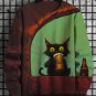 Men's Creepy Cat Drinking Beer Oil Painting Print Casual Sweatshirt