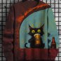 Men's Creepy Cat Drinking Beer Oil Painting Print Casual Sweatshirt