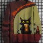 Men's Creepy Cat Drinking Beer Oil Painting Print Casual Sweatshirt
