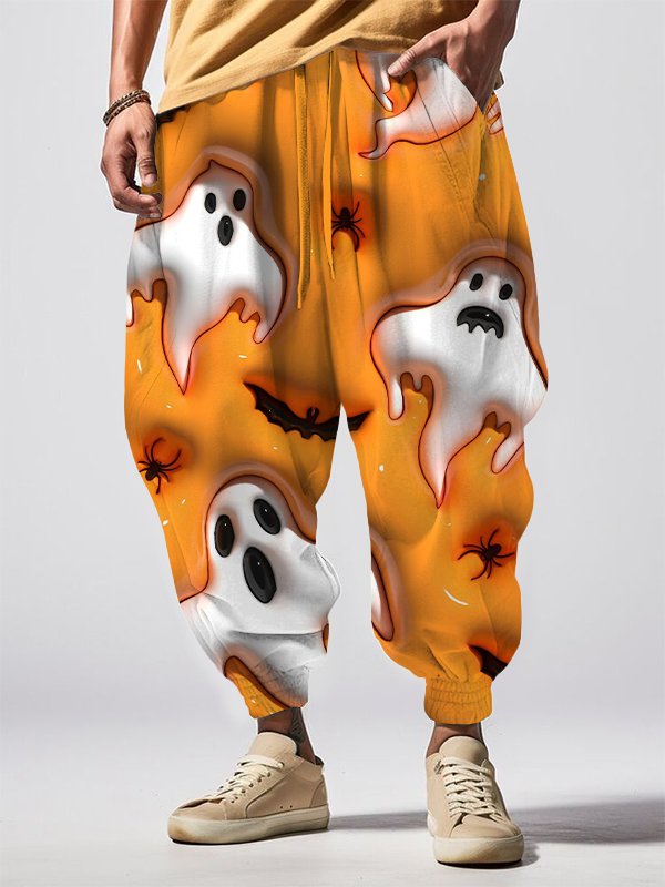 Men's Interesting Ghost Bat 3D Art Print Loose Drawstring Waist Sweatpants
